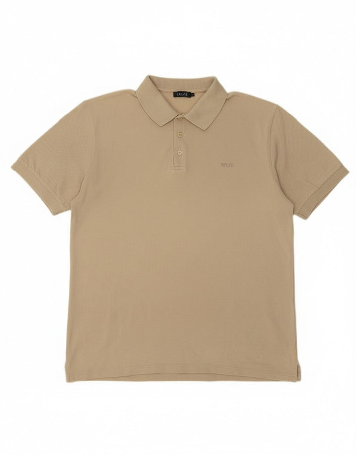 BELFE Mens Polo Shirt Large Beige