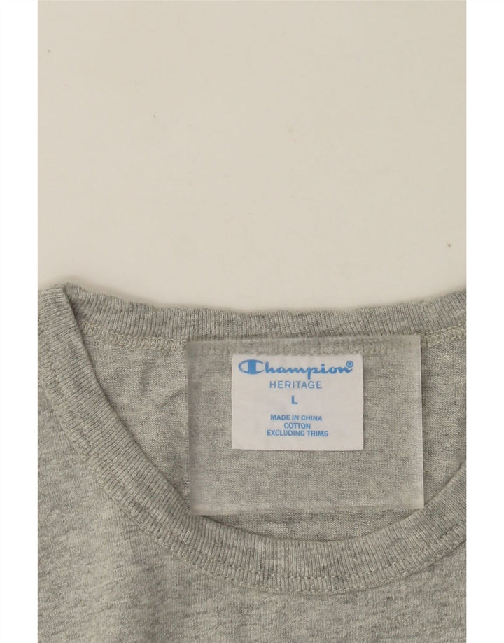 CHAMPION Heritage T-Shirt Top Stor Grå Flecked Bomuld