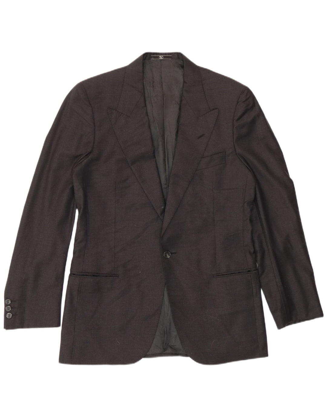 Valentino Herre 1 Knap Blazer Jakke IT 48 Medium Grey Virgin Wool