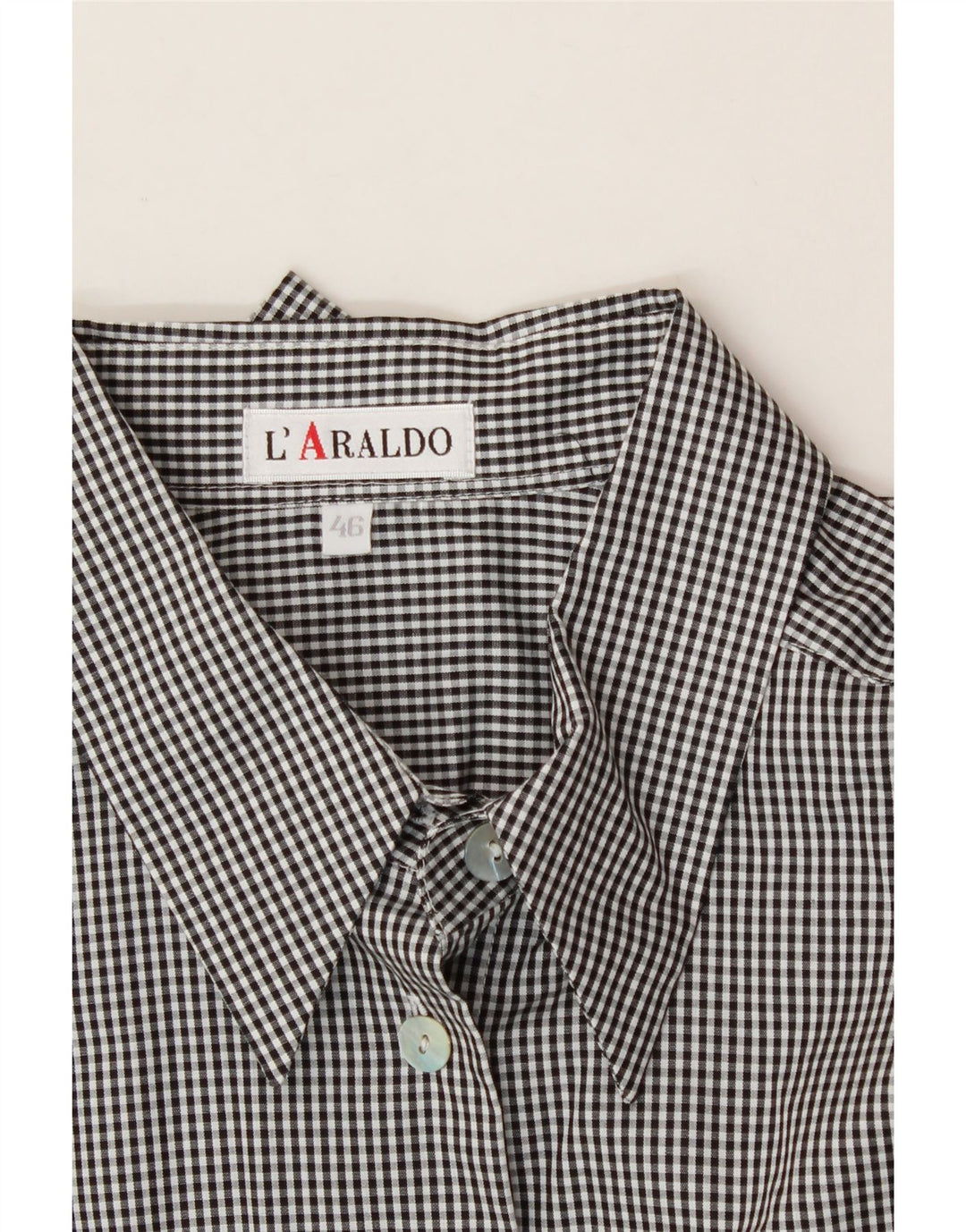 VINTAGE Womens Shirt EU 46 XL Black Gingham Cotton Vintage Vintage and Second-Hand Vintage from Messina Hembry 