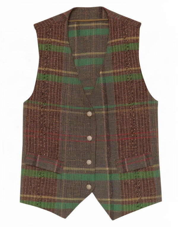 Vintage Womens Waistcoat UK 12 Medium Green Check