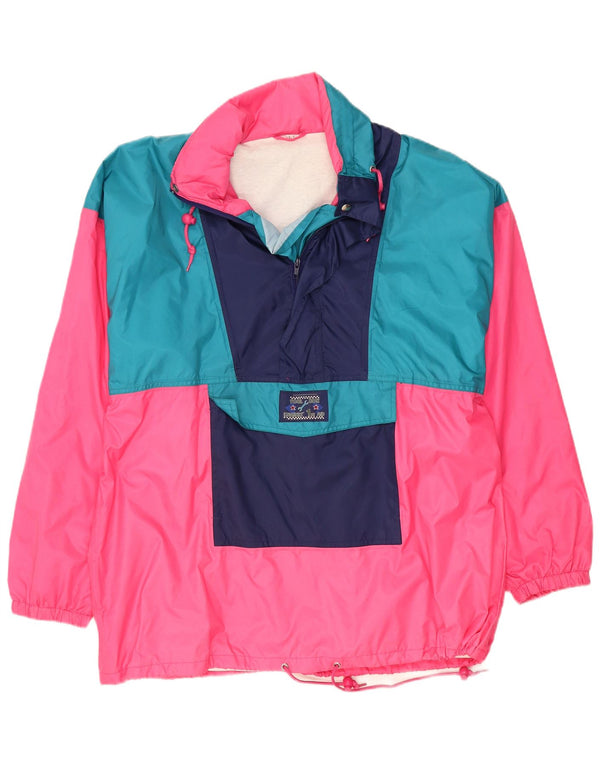 Vintage Herre Anorak Jacket UK 40 Large Pink Colourblock Polyamid