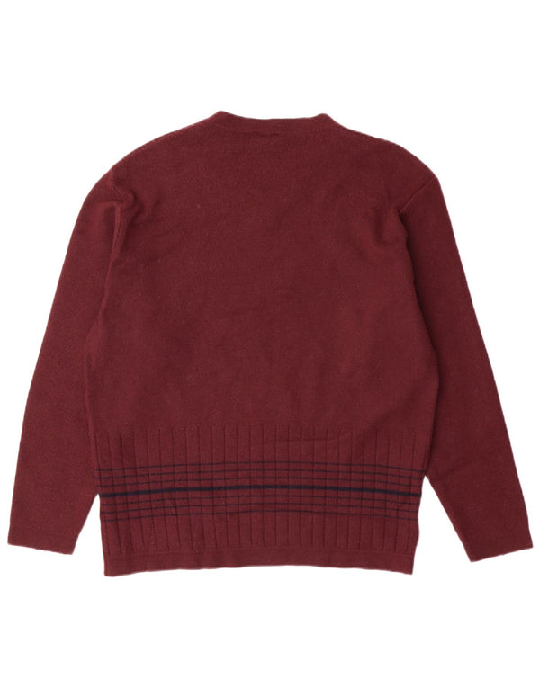 Trussardi Jeans Dame V-hals Jumper Sweater UK 16 Stor rødbrun stribet