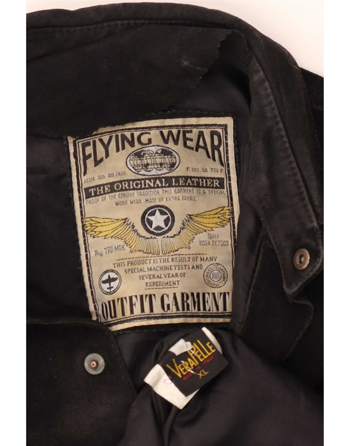 Flying Wear Herre ruskindsskjorte XL sort læder
