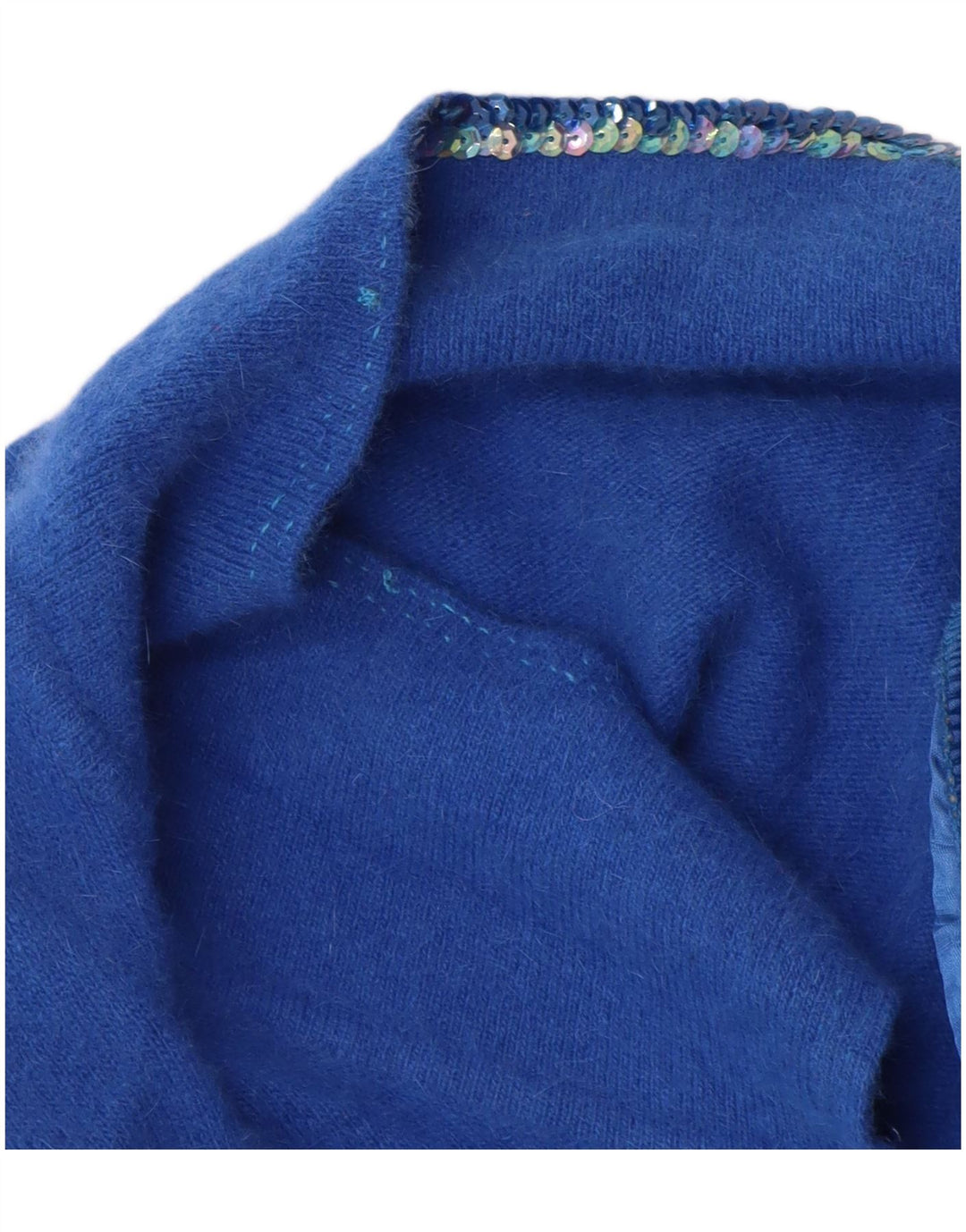 VINTAGE Dame Cardigan Sweater UK 16 Large Blue Angora