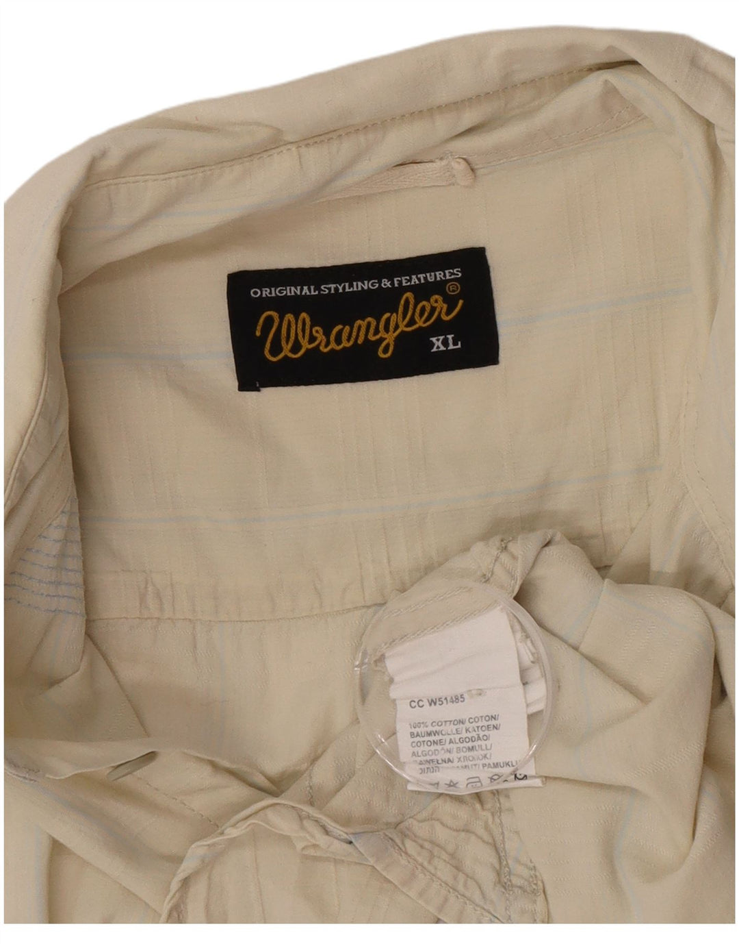 Wrangler Kortærmet Herreskjorte XL Beige Bomuld