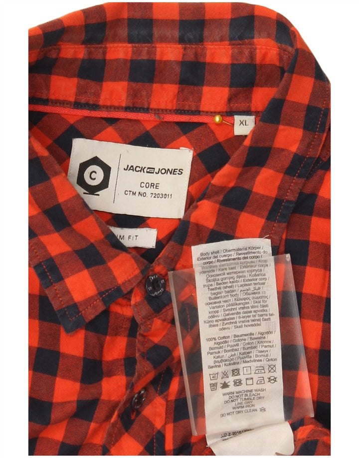 Jack & Jones Herre Slim Fit Shirt XL Rød Gingham Bomuld