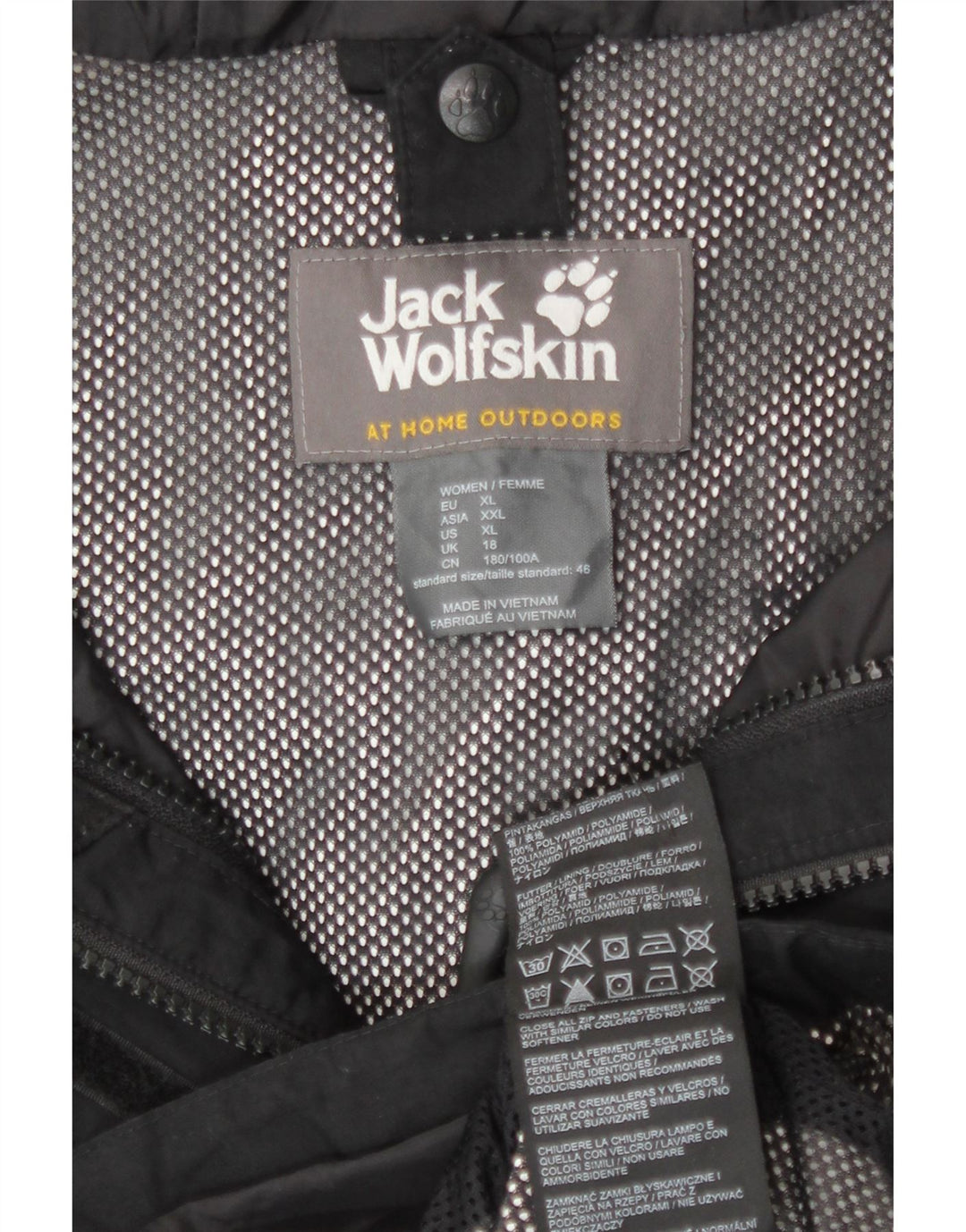 Jack Wolfskin Dame Hættevindjakke UK 18 XL Sort Polyamid