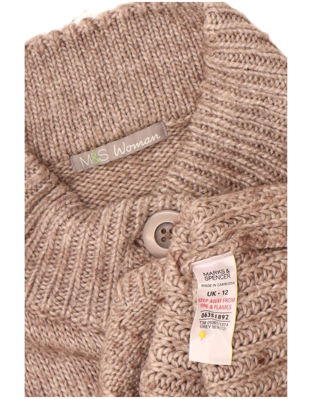 Marks & Spencer dame cardigan sweater UK 12 Medium Grey Flecked Acryl