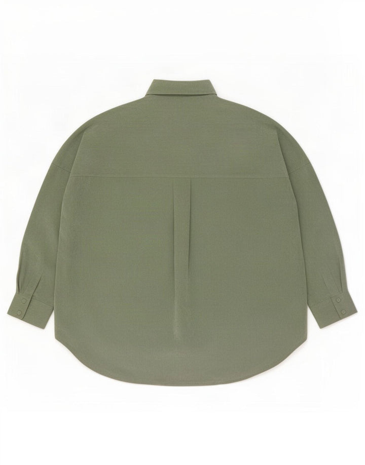 Zara Dame Oversized Corduroy Shirt UK 10 Small Green Polyester