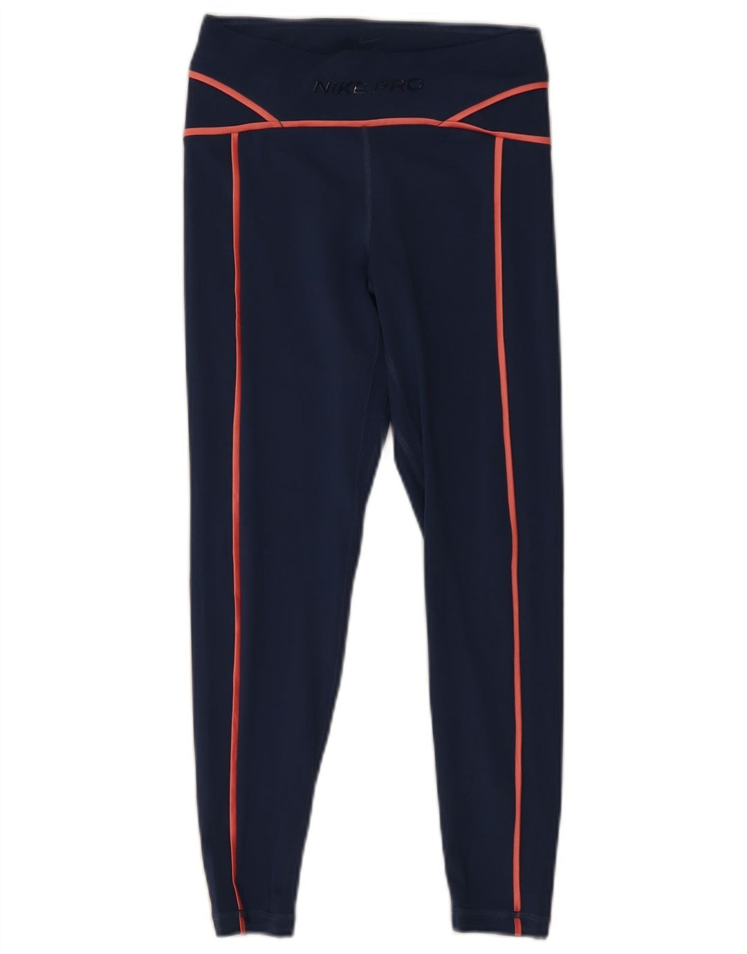 Nike Dame Dri Fit Grafiske Leggings UK 8 Small Navy Blue Polyester