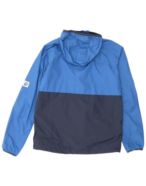 Jack Wolfskin Drenge regnjakke 15-16 år Blå Colourblock Polyamid