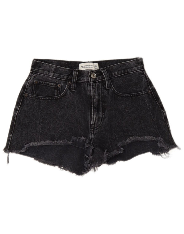 Abercrombie & Fitch Womens Curve Mid Rise denimshorts US 00 2XS W24 Black
