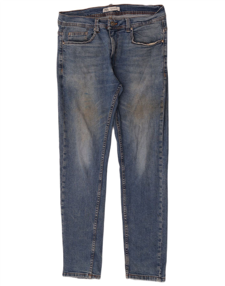 Zara Herre Slim Jeans EU 42 Large W32 L32 Blå Bomuld