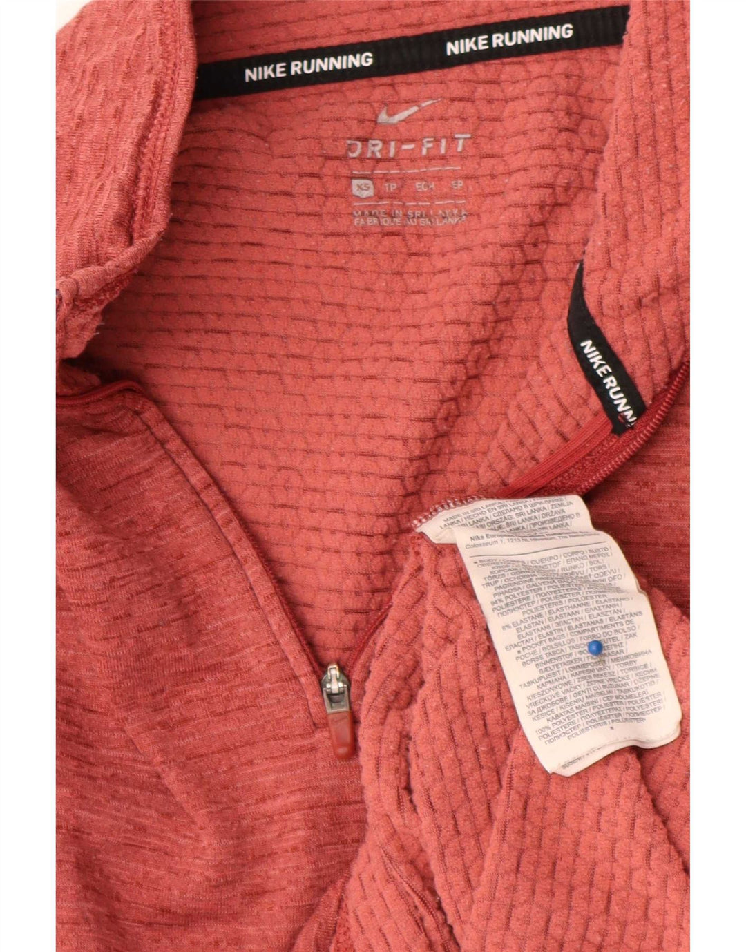 Nike Dame Dri Fit Running Pullover Træningsdragt Top UK 6 XS Rød Flecked