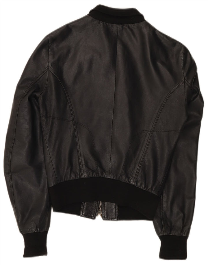 Vintage læder bombeflyjakke til kvinder UK 10 Small Black