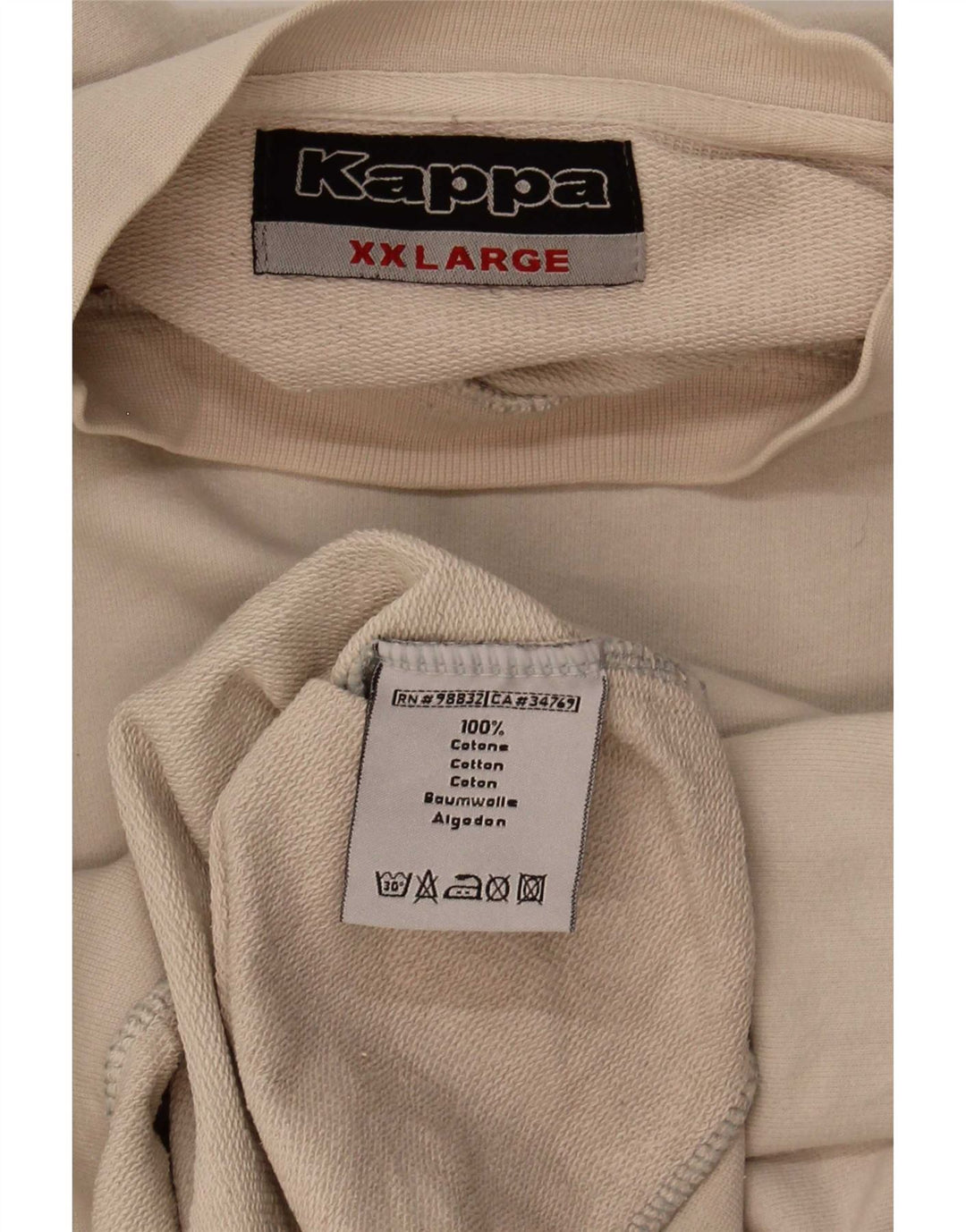 Kappa Herre Sweatshirt Jumper 2XL Beige Bomuld