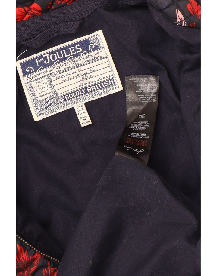 Joules Quiltet jakke til kvinder UK 8 Small Navy Blue Floral Polyamid