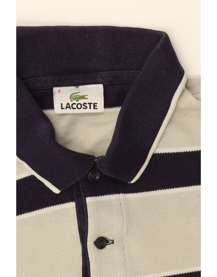 Lacoste Herre Polo Shirt Størrelse 4 Medium Hvid Stribet