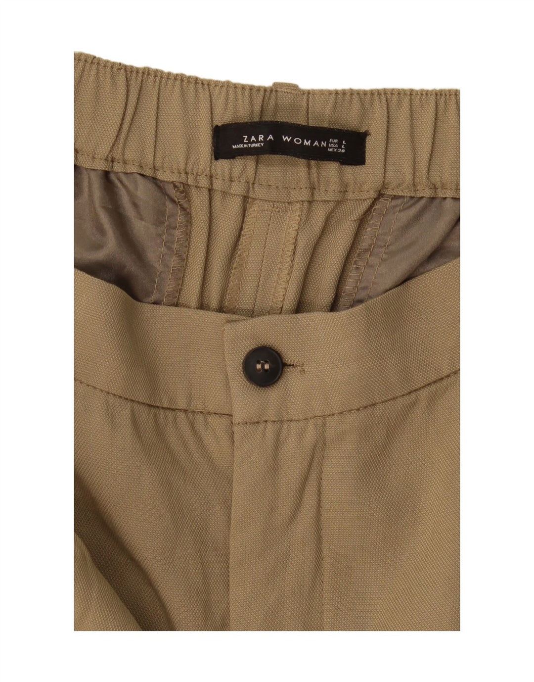 ZARA Womens Pegged Capri Trousers Large W32 L23 Khaki Vintage Zara and Second-Hand Zara from Messina Hembry 