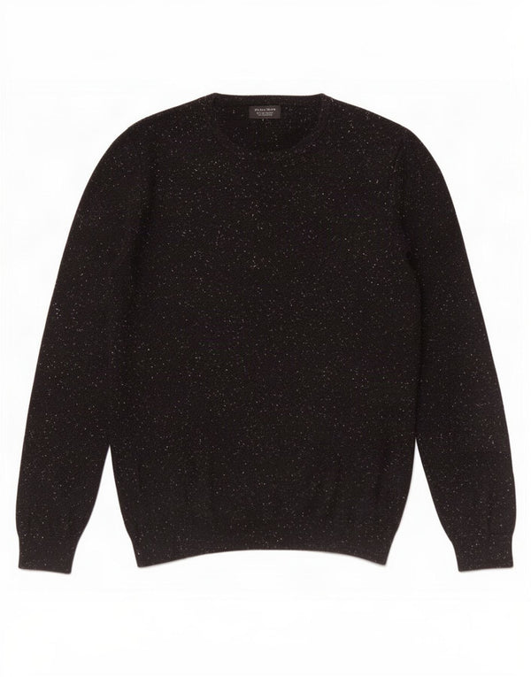 Zara Mens Crew Neck Jumper Sweater Large Black Flecked Cotton