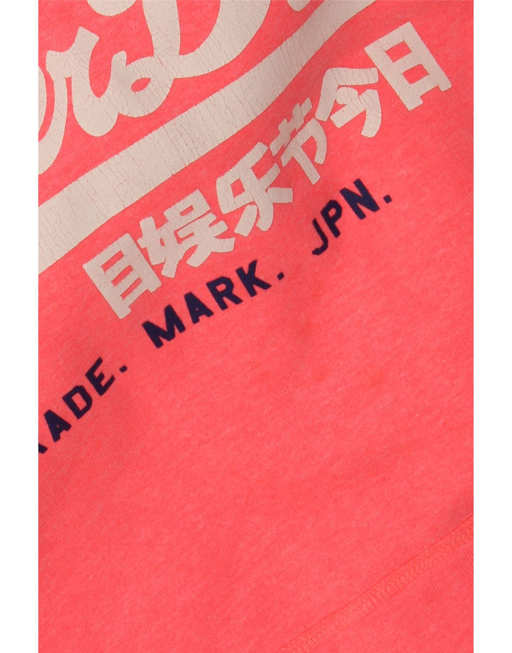 SUPERDRY Grafisk hættetrøje til kvinder UK 16 Large Pink Bomuld
