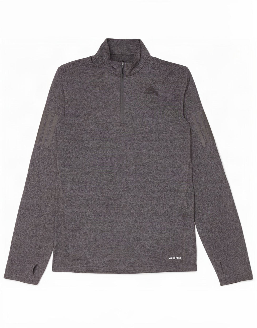 Adidas Herre Aeroready Zip Neck Top Langærmet Lille grå Flecked Polyester