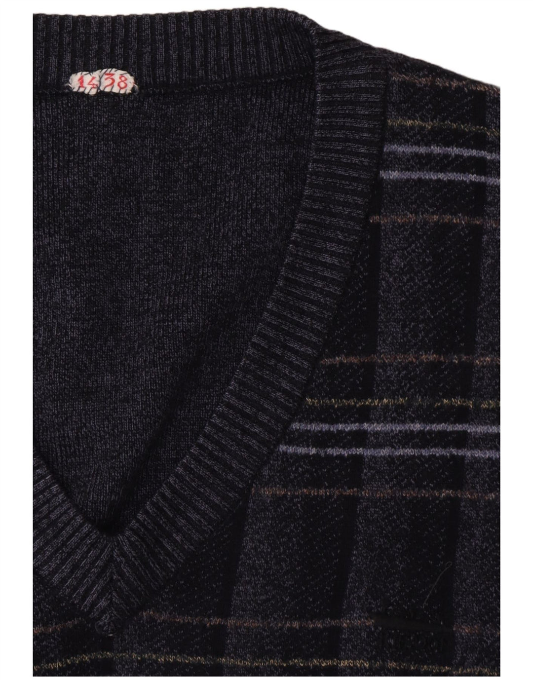 VINTAGE Herrevest Tank Top Stor Marineblå Geometrisk