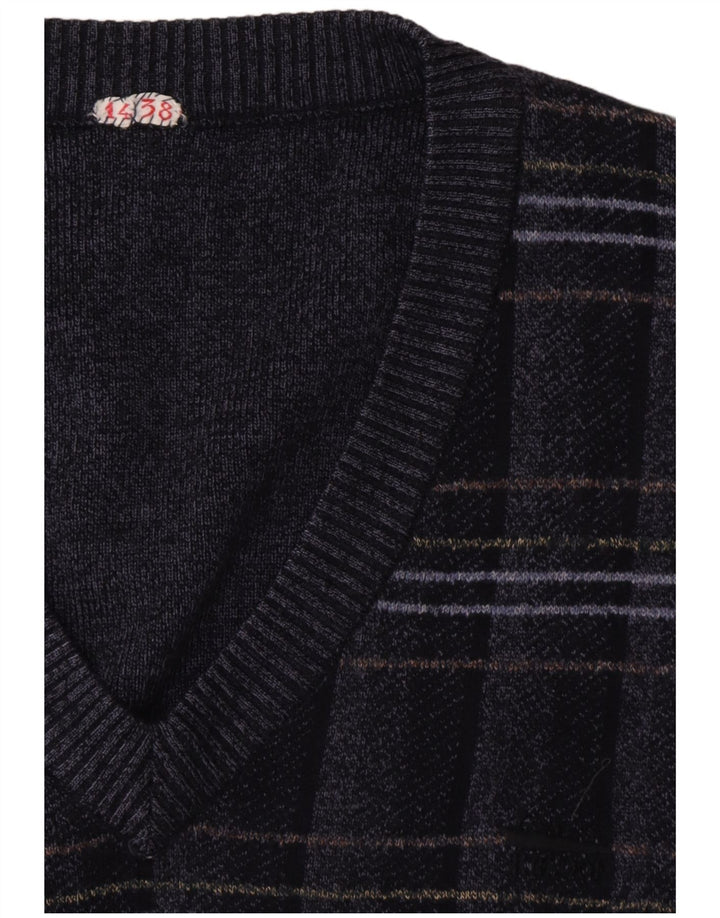 VINTAGE Herrevest Tank Top Stor Marineblå Geometrisk