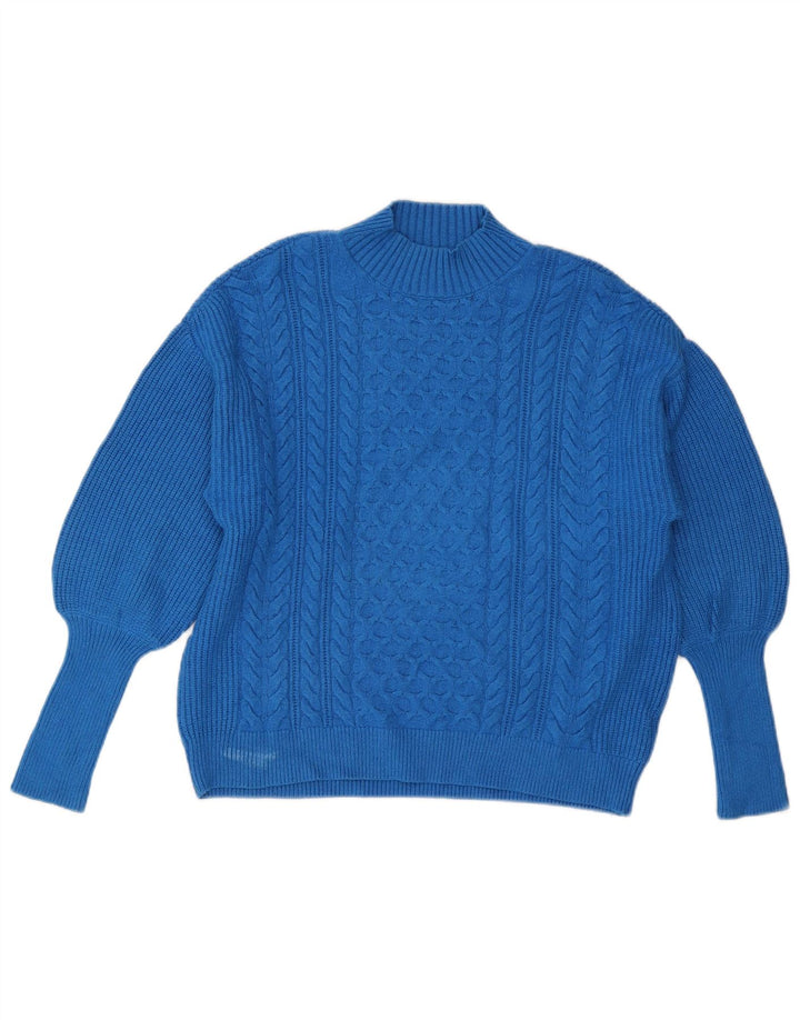 Marks & Spencer Dame Turtle Neck Jumper Sweater UK 16 Large Blue Viscose