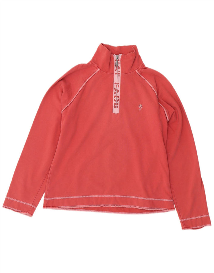 FAT FACE Dame grafisk lynlås-hals sweatshirt DK 12 Medium Pink