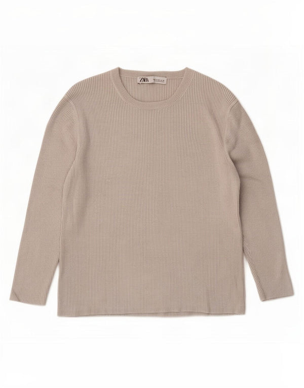 Zara Dame Top Langærmet UK 18 XL Grå Viscose