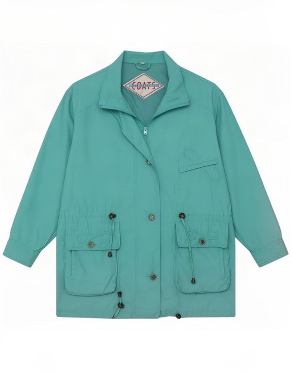 Vintage oversize parkajakke til kvinder IT 46 Stor turkis polyester