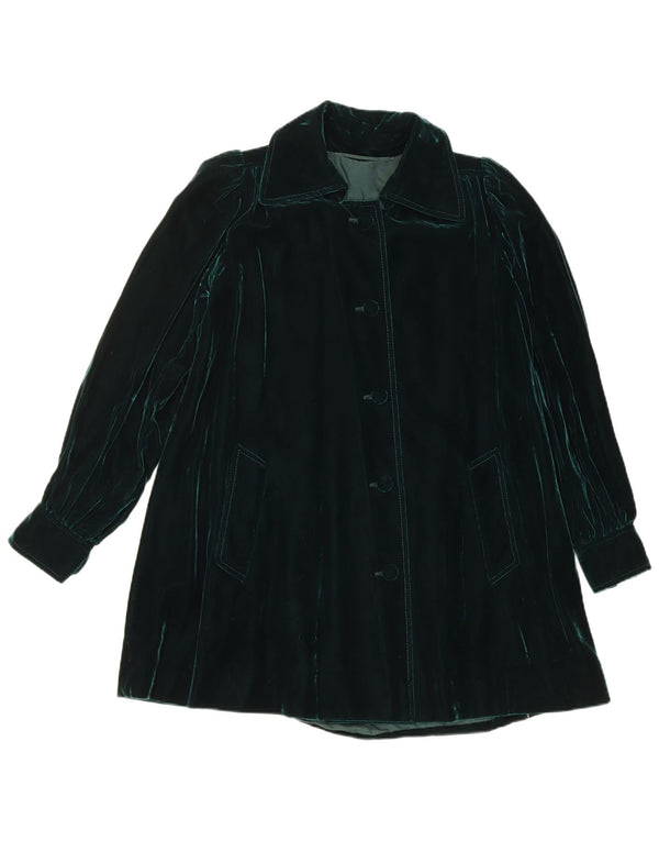 Vintage Dame Velvet Overcoat UK 14 Medium Green