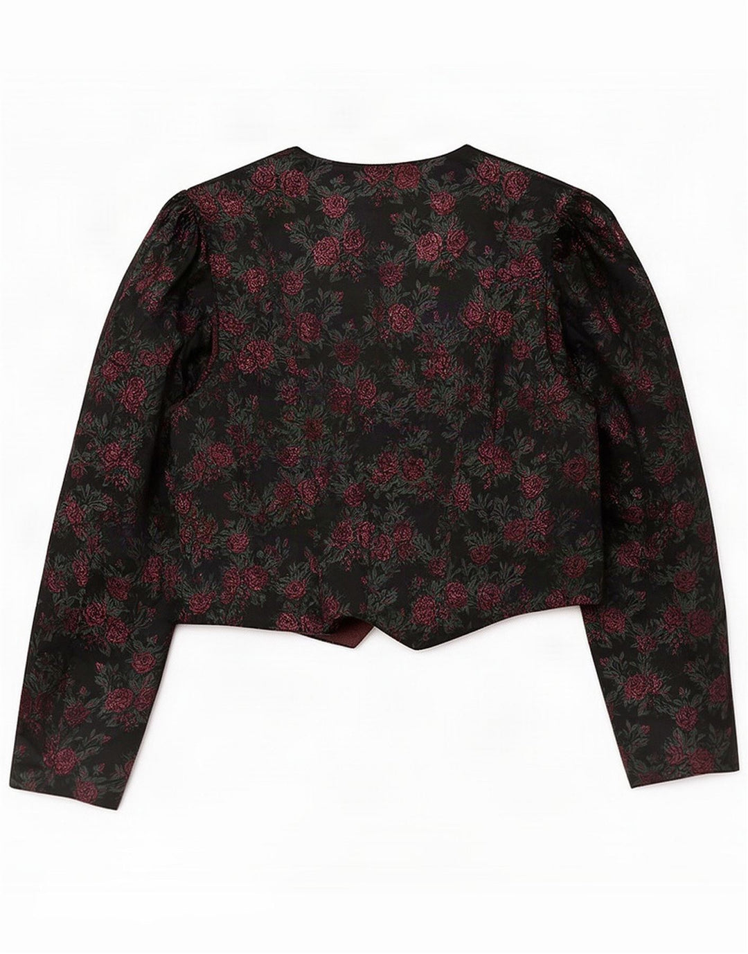 Vintage Dame 3-knaps blazerjakke UK 16 Large Black Floral Acetate