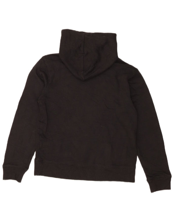 Champion Womens Crop Graphic Hoodie Jumper UK 14 Large Black Bomuld