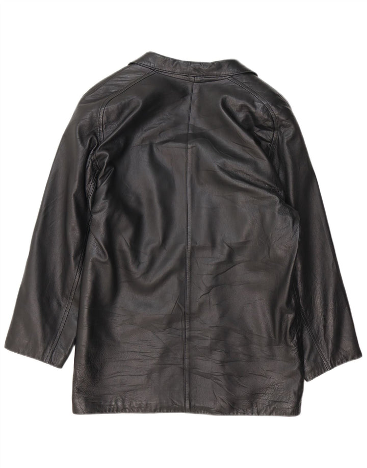 VINTAGE Dame dobbeltradet læder blazerjakke EU 44 XL Sort