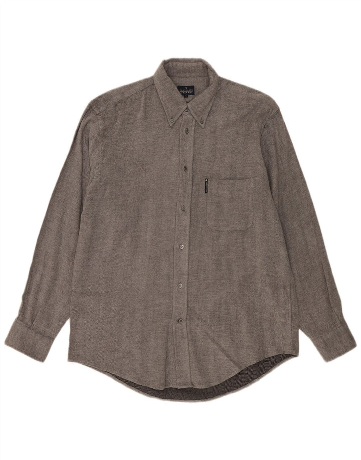 Trussardi Jeans Herre Flannel Shirt XL Grå sildebensviscose