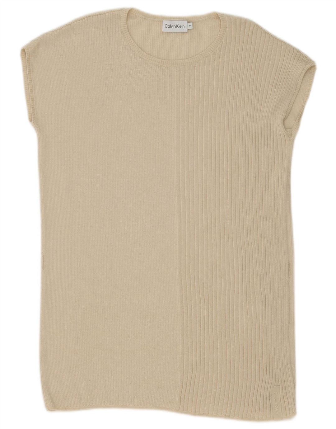 Calvin Klein Dame Longline Vest Tank Top UK 14 Medium Beige