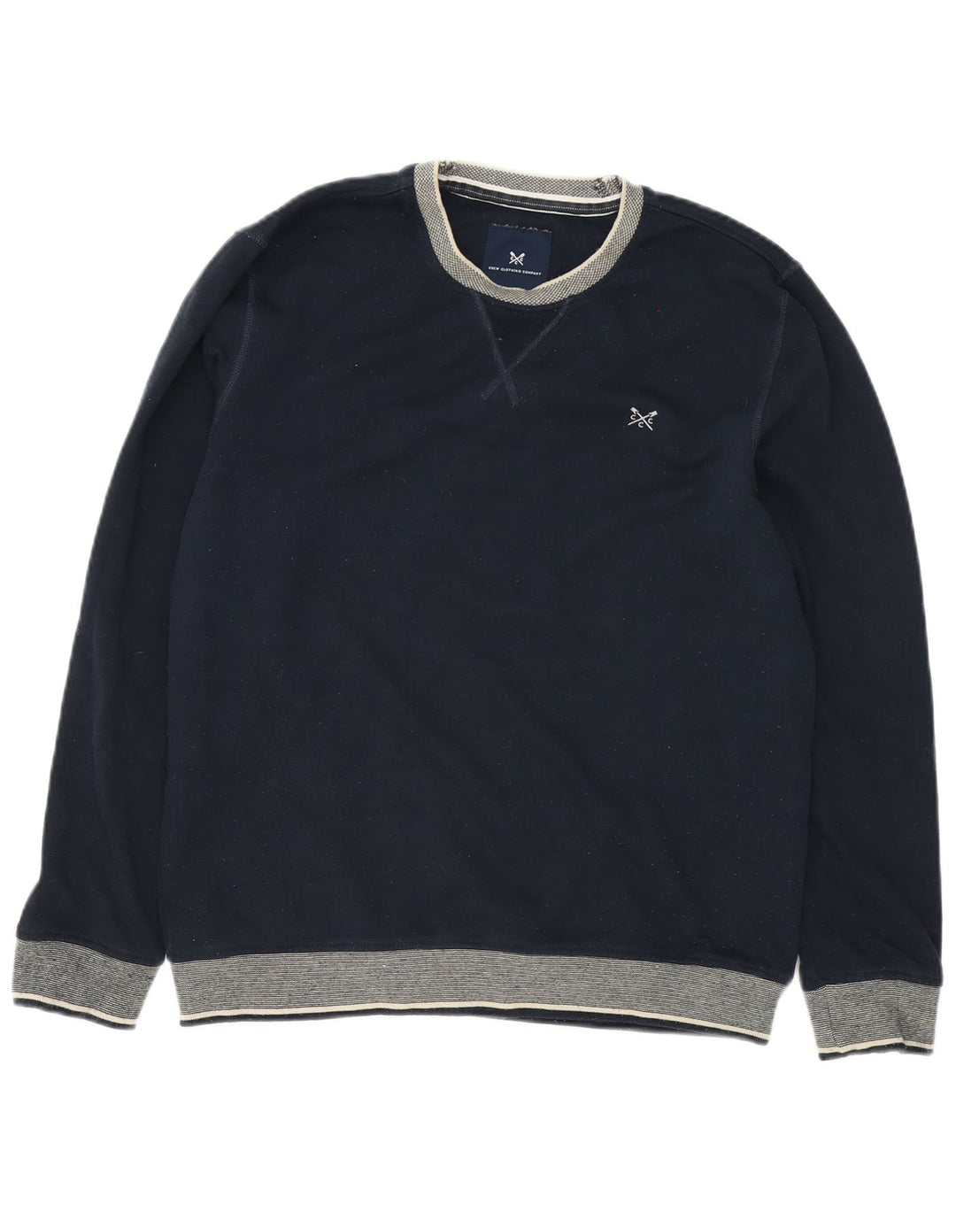 Crew Beklædning Herre Sweatshirt Jumper Large Navy Blue Colourblock Polyester