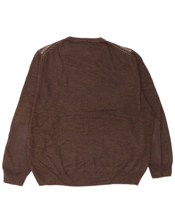 Dockers Herre Crew Neck Jumper Sweater XL Brown Fair Isle Akryl