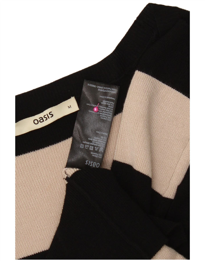 Oasis Dame Jumper Dress UK 12 Medium Sort Stribet Viscose