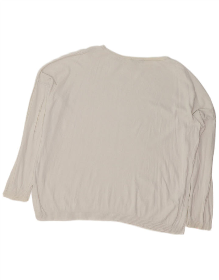BENETTON Dame Oversized Boat Neck Jumper Sweater UK 14 Medium White