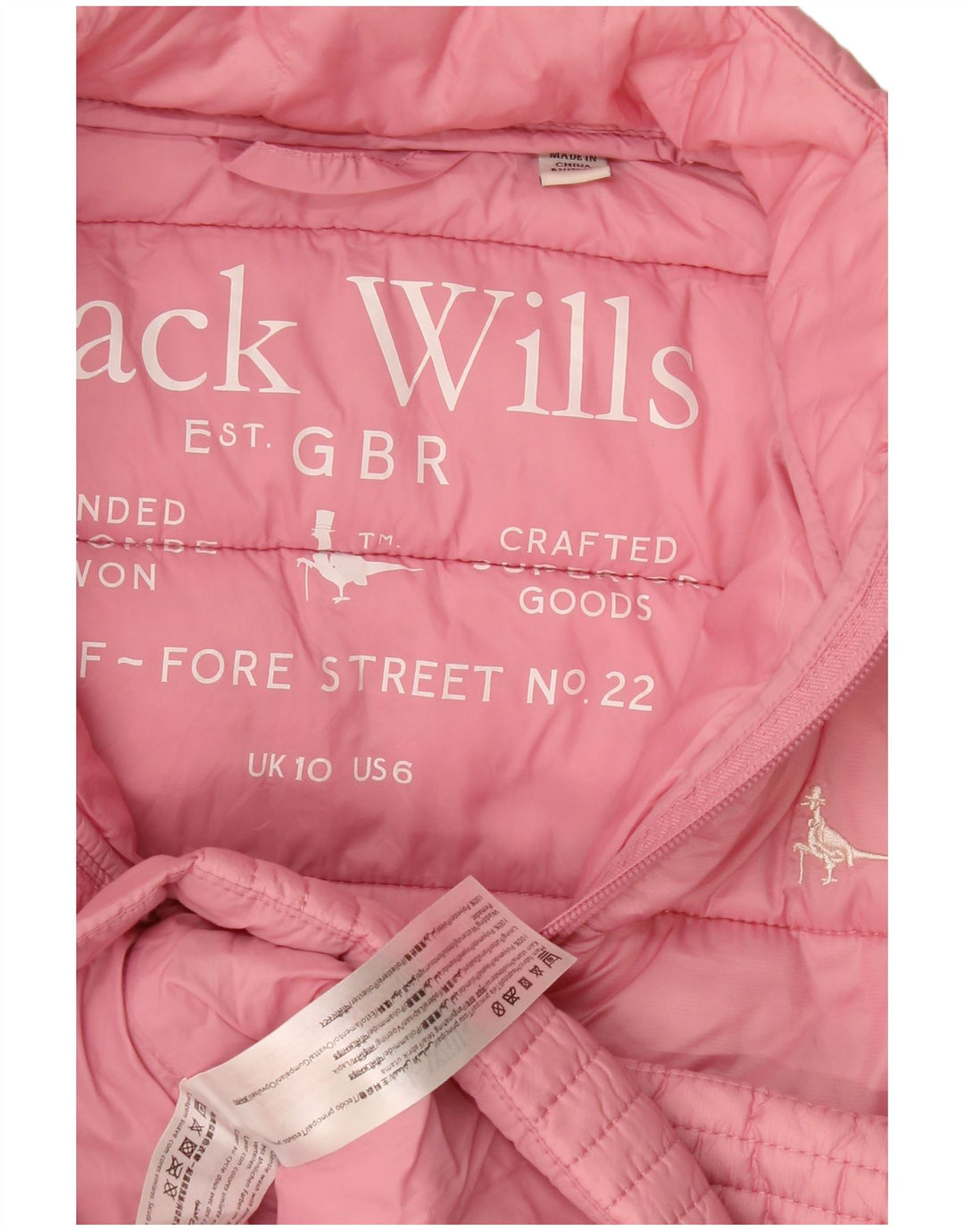 Jack Wills Polstret jakke til kvinder UK 10 Lille Pink Polyamid