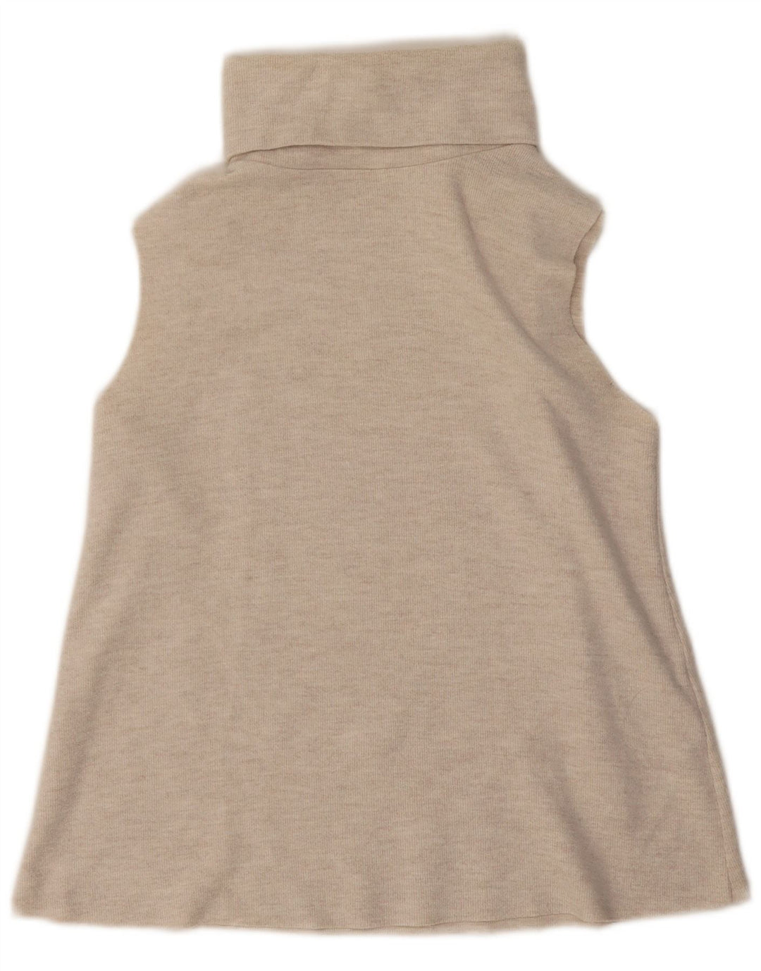 Zara Dame Roll Neck Vest Top UK 12 Medium Beige Bomuld