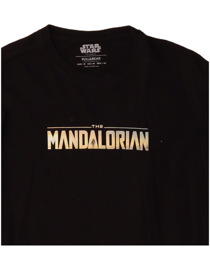 Pull & Bear Herre grafisk T-shirt Top Medium Sort Bomuld