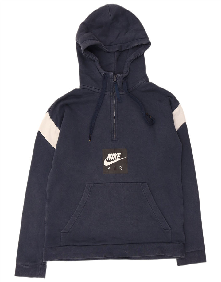 Nike Herre grafisk hættetrøje med lynlås-hals mellem marineblå farveblok