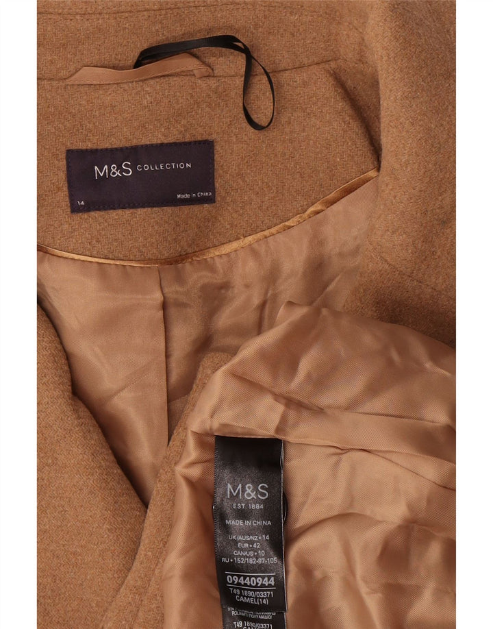 Marks & Spencer Dame Oversized Pea Coat UK 14 Stor Beige Uld