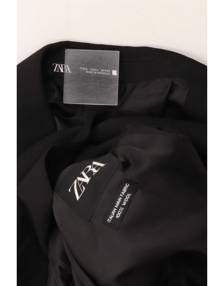 Zara Herre 2-knaps blazerjakke UK 40 Stor sort uld