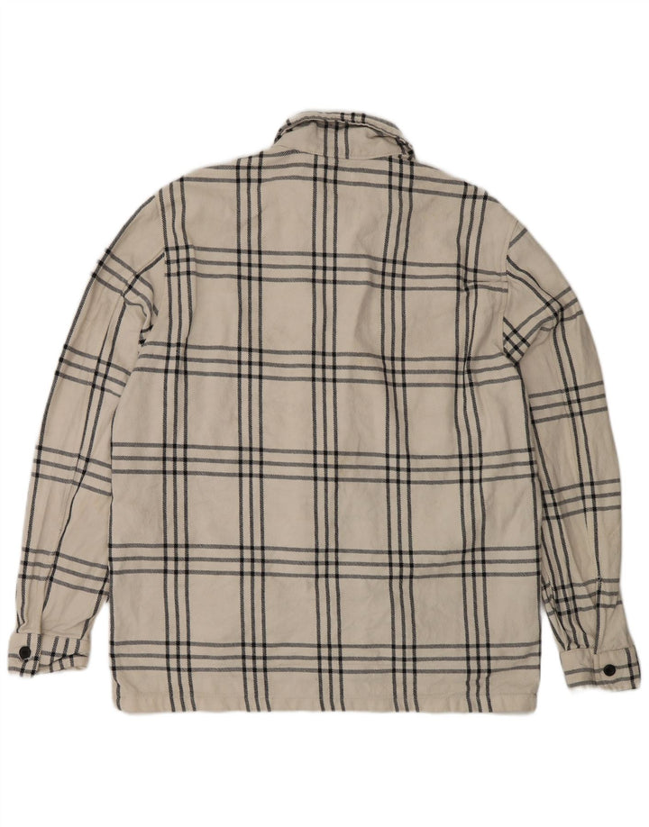Zara Herre Overshirt Relaxed Fit Flanellskjorte Stor hvid ternet bomuld